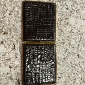 Vintage Brown leather cigarette case,W Germany, used, wear marks, glue at latch